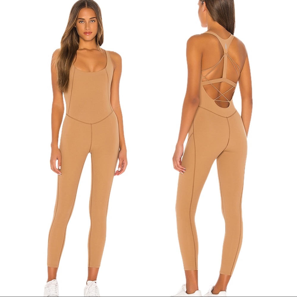 Free People Strappy Back Camel Jumpsuit WORN ONCE (No Tags)